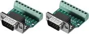 uxcell 2pcs D-sub DB9 Connector Breakout Board 9 Pin 2 Row Male RS232 Serial Port Solderless Terminal Block Adapter