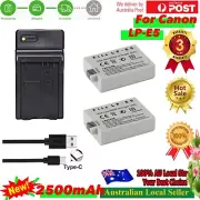 2x Battery + USB-C Charger For Canon LP-E5 EOS 1000D Kiss F Kiss X2 Rebel Xsi