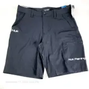 HUK Fishing Shorts Men's Large Black Next Level 10.5" Cargo Zipped Pockets New