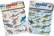 Sharks Identification Set (Atlantic, Pacific, and Caribbean Oceans) - Waterproof Quick Reference Guide | Portable & Built to Last | Double-Sided & Easy to Read | (Size, Weight, Depth, Location)