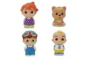 CoComelon 4 Figure Pack - JJ Family Figure Set - Family and Friends - Includes JJ, YoYo, Tomtom, and Bingo The Dog - Toys for Kids, Infants and Preschoolers