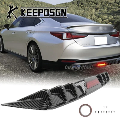 For Lexus ES350 ES300 Rear Bumper Diffuser Splitter LED Brake Light Carbon Fiber (for: Lexus)