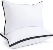 viewstar Pillows Queen Size 2 Pack, Hotel Quality, Cooling Down Alternative Gusseted Bed Pillows for Side, Back, or Stomach Sleepers, Soft and Supportive for Sleeping, Machine Washable, Black