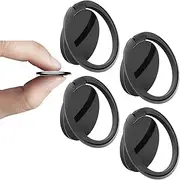 T Tersely Cell Phone Grip, 4 Pack Finger Kickstand, Foldable Metal Cell Phone Rings Gripper Stand, Finger Grip Stand 180° Rotation Ring Holder for iPhone&Samsung (4*Black)
