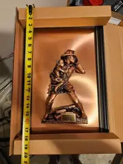 RARE 1970s Vintage 3D Copper Art Picture of Firefighter Rescue Framed