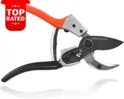 Professional Heavy Duty Pruning Shears 8 Inch Ergonomic Garden Scissors Orange