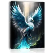 Painting Of A Majestic Blue Phoenix Wall Art Canvas Unframed/Framed