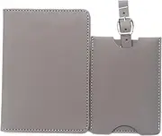 [CHUAN boutique] Leather Passport Holder Luggage Tag Set No Pattern Passport Book Ticket Holder Lightweight Travel Document Pouch