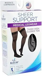 Complete Medical Ladies' Sheer Moderate Support 15-20 mmhg Thigh With Stay-top, Black, XX-Large, 0.1 Pound