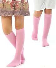 [Hugh Ugoli] Knee High Cotton Socks for Girls Boys and Toddlers, Solid Color Long School Uniform Socks 3-14 Years Old, 4 Pairs, Pink (4 Pairs), 3-4 Years