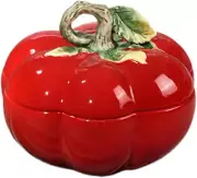 Ceramic Red Tomato Cookie Candies Jar with Lid, Kitchen Food Storage Containers,