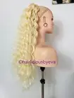 ponytail extension drawstring Blonde 24 Inch Long Heat Ok