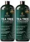 Tea Tree Shampoo and Conditioner Set, Biotin, Ginseng, Argan Oil - 16 fl oz Each