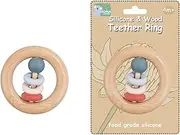 Koala Dream - CA3020C Silicone and Wooden TEETHER Ring RED - Natural Wood and BPA-Free Silicone Beads - Soothing Baby Teether