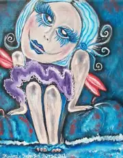 Blue Moon Faery Pumpkins 4x6 Art Print Artist KSams Fairy Collectible Halloween