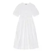 [GANNI] Washed Stretch Cotton Tie Strap Mini Dress