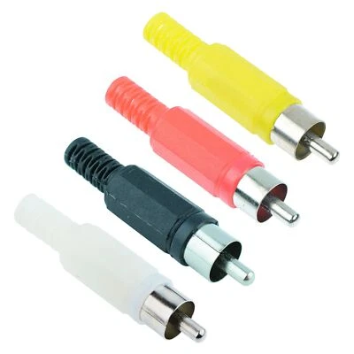 4 Pieces Red Black White Yellow RCA Phono Plug Inline Connector Hifi Audio