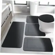 Memory Foam Bath Mat Set, Bathroom Rugs Sets 5 Pieces, Non Slip 5pieces Black