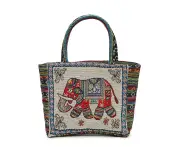 Women's Embroidered Elephant Tote Bag