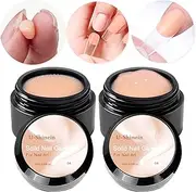 U-Shinein 2 Solid Nail Glue Gel kit, Nude Nail Glue Gel for Acrylic Nails Tips, Press on Solid Glue Gel Solid Gel Polish Nail Art Manicure Glue Gel, Need UV/LED Lamp Longer Cure (Color Nude)