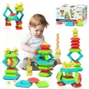 Montessori Building Blocks for Toddlers 1-3 3-5, Pyramid Stacking Building To...