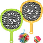 Kisangel 1Set Tennis Racket for Outdoor Play Racket with Nonslip Grip for Beach Backyard Fun Includes Bouncy Balls for Active Entertainment