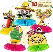 Mexican Table Centerpiece Set - 10 Pack - Cinco De Mayo Party Decorations Fiesta Supplies Favors Decor - Mexican Themed Accessories