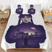 a1356 Wednesday Addams Duvet Cover Set, 3 Piece Bedding Set 86x70" Double Sided Printing Decorative Comforter Cover Set (1 Duvet Cover + 2 Pillow Sham