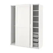 PAX / GRIMO wardrobe with sliding doors, white/white, 150x66x201 cm