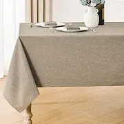 Veblandy Rectangle Tablecloth Linen Textured Waterproof & Stain Resistant Table Cloth Wrinkle Free Decorative Fabric Farmhouse Table Cover for Dining/Party/Buffet/Wedding, 60 x 104 Inch, Mocha