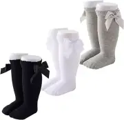 Baby Girls Knee High Socks Baby Girls Bow Stockings Cotton Uniform Stockings Dre