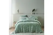 Bianca Foliage Bedspread Pillowcase Cotton Set Textured pattern Sage Double Bed