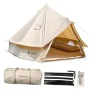 Canvas Tent Bell Tent Glamping Tent, 4 Seasons Yurt Tent for Camping 3M/4M/5M