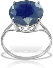 [Galaxy Gold GG] 9.5 Carat 925 Sterling Silver Ring with Natural 12.0 MM Round Blue Sapphire