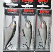 3 lures rapala sr-7 sr07 s silver color 2 3/4" 5/16oz bass crankbait