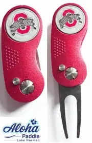 GOLF SWITCHBLADE NCAA OHIO STATE BUCKEYES Divot Repair Tool + Ballmarker Red