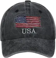 [haozaikeji] Unisex Distressed Baseball Cap Vintage Trucker Hat Snapback Summer USA Flag Embroidered Sun Hat Mens Women for Driving Sport Hiking
