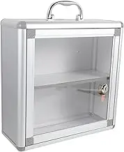 GANAZONO Wall Mounted Medicine Cabinet with Lock Visible Locking Case for First Aid Pill Storage Durable Metal Organizer for Home Office Outdoor Use Capacity Emergency Box