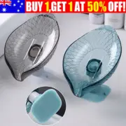 Bar Soap Holder Tray Box Leaf-Shape Self-Draining Sponge Holder w/Suction Cup AU