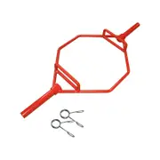 150cm - 22kg Red Olympic Shrug Deadlift Barbell Trap Bar - 2 Free Spring Collars