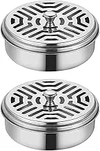 2Pcs Portable Mosquito Coil Holder,Stainless Steel Mosquito Coil Incense Burner with Lids,Fireproof Incense Holder for Indoor Outdoor Use Pool Side Patio Deck Camping Fishing Hiking
