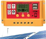 Charge Controllers for Solar Panels,12V/24V Regulator with Adjustable LCD | Double USB Port, Auto Timer Settings, Multiple Load Control Modes for Efficient Energy Conversion