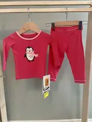 Kickee Pants Bamboo 2 Piece Pajama Set Penguin Winter Holiday Pink 6-12 Months