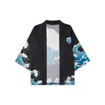 男士日式和服 T 恤 - 用於民族時尚和舒適的海和鶴印花襯衫