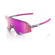 100% Slendale Sunglasses Polished Translucent Grey Purple Mirror Lens