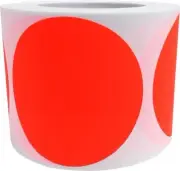 Fluorescent Red Color Coding Labels for Organizing Inventory 4 Inch Round Cir...