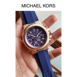 Michael Kors mk8295 玫瑰金 矽膠 錶帶 藍色 手錶 mk 錶 mk 手錶 MK 男錶