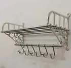 Train Rack Décor Hall Luggage Wall Mounted Rack Shelf Hooks Coat Nickel Rack