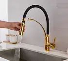 Laundry Faucet Black+Gold Pull Basin Mixer Sink Kitchen Tap 360° Swivel Spout
