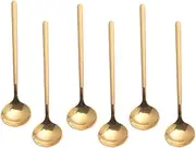 Espresso Spoons 18/10 Stainless Steel, 6-Piece Vogue Mini Teaspoons Set for Coffee Sugar Dessert Cake Ice Cream Soup Antipasto Cappuccino, 5 Inch, Frosted Handle,by Pukka Home (Golden)